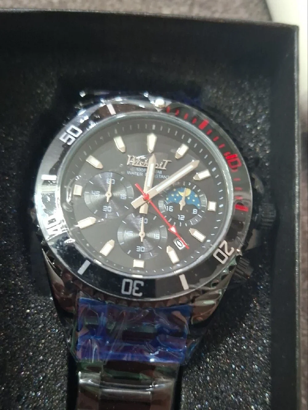 Black Men's Wristwatch with Metal Bracelet - WISHDTIL